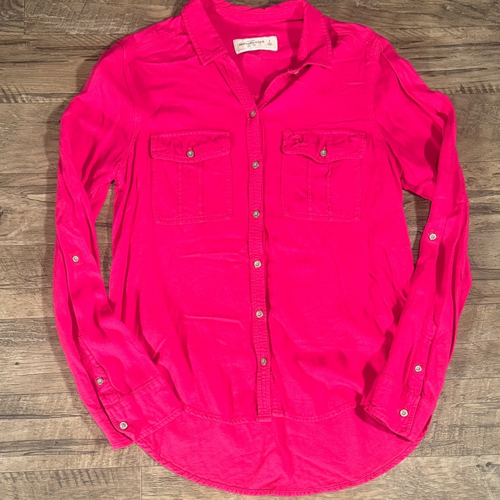 Abercrombie & Fitch Hot Pink Button-Down Shirt - Size S